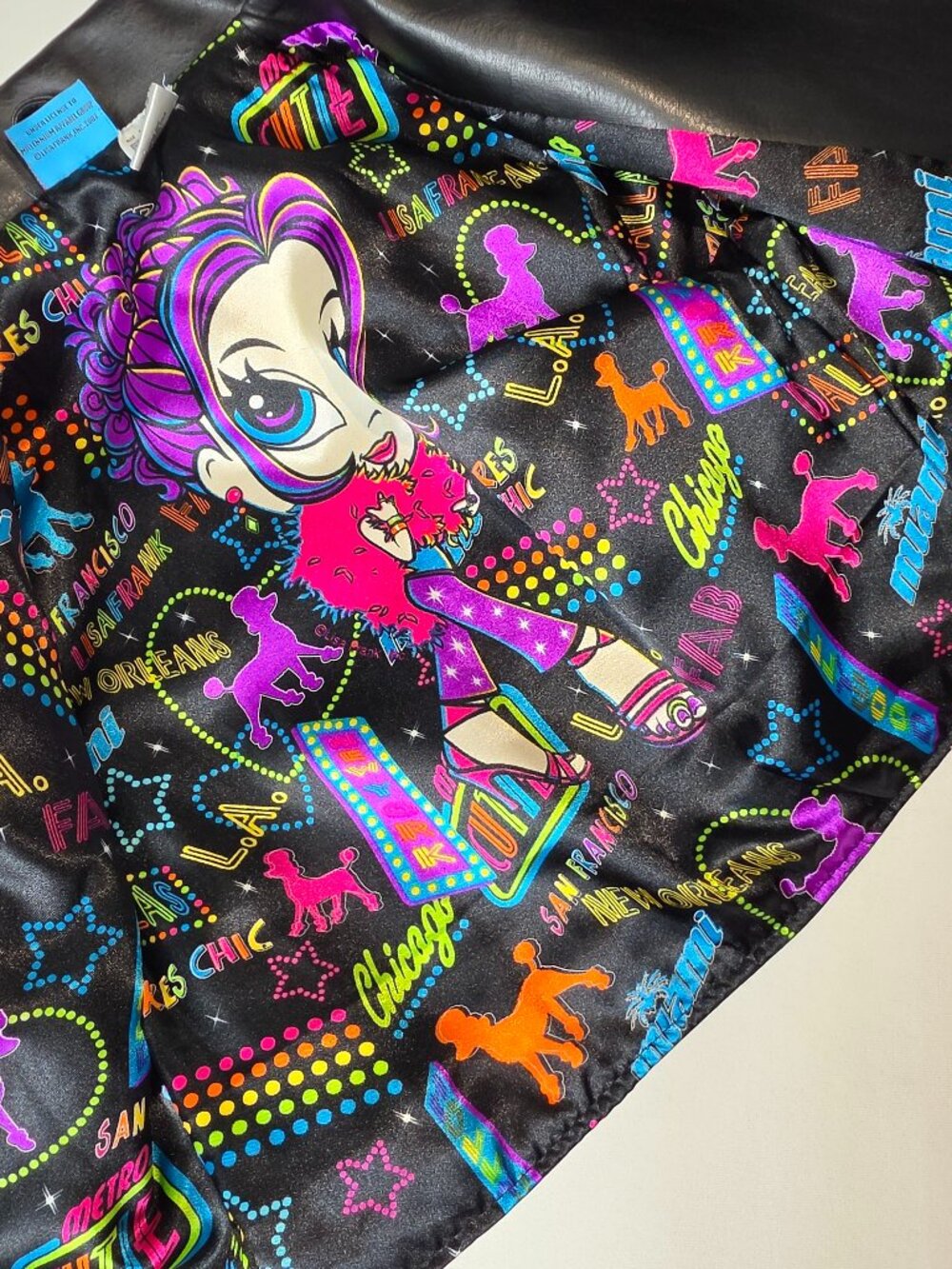 Vintage Lisa Frank Kids Faux Leather Jacket Glamour Girl Poodle Lined Size 10